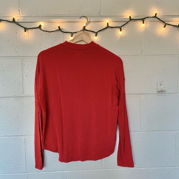 Madewell Mock-neck Orange Shirt Size Small - Picture 3 of 3
